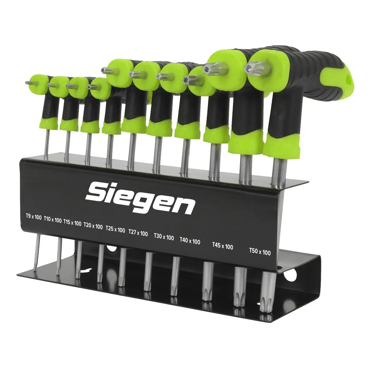 Siegen 10 Piece T-Handle Trx-Star Key Set T9-T50 in Metal Stand Torx Trx 