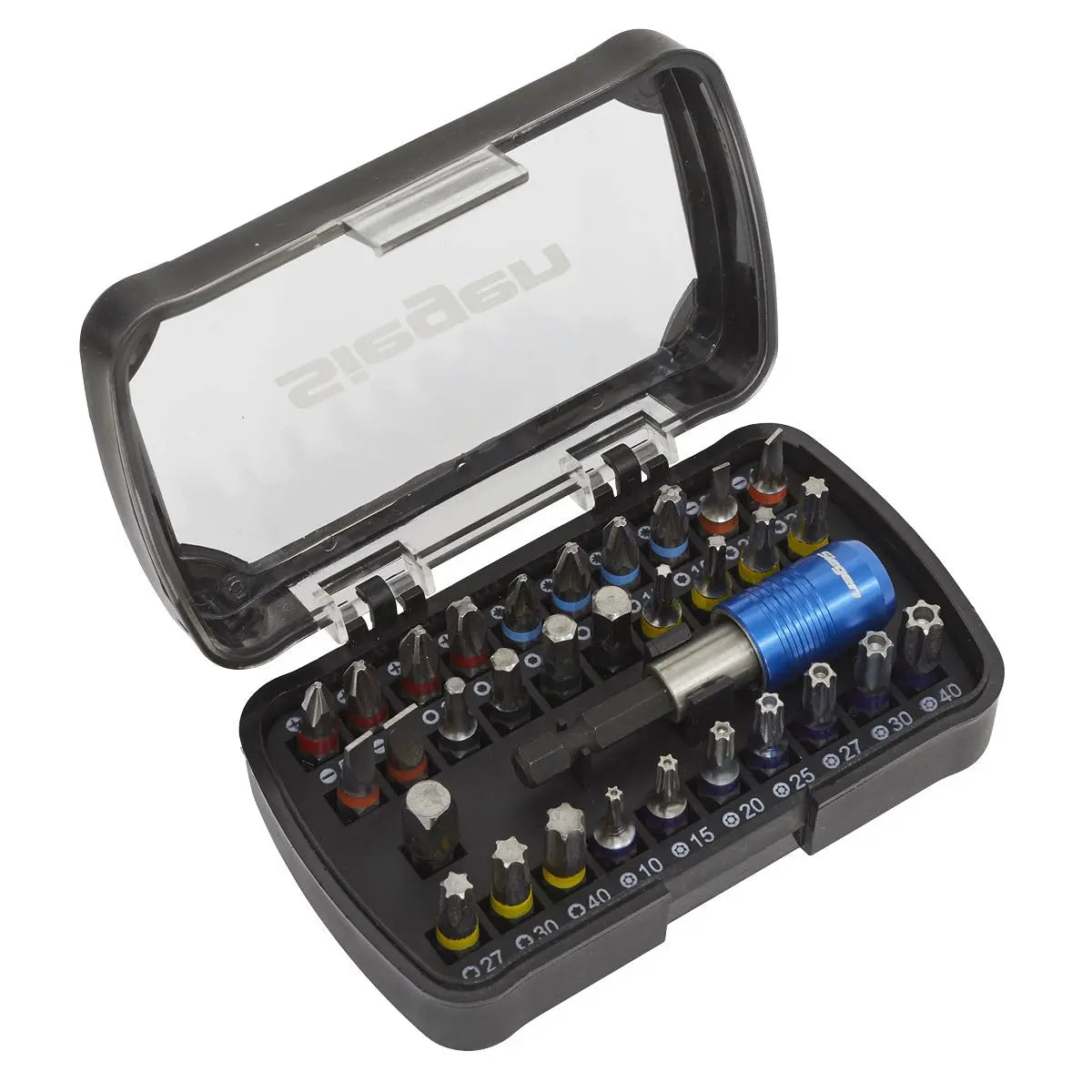 Siegen 32 Piece Colour Coded S2 Power Tool Bit Set Pozi Phillips Slotted Hex 