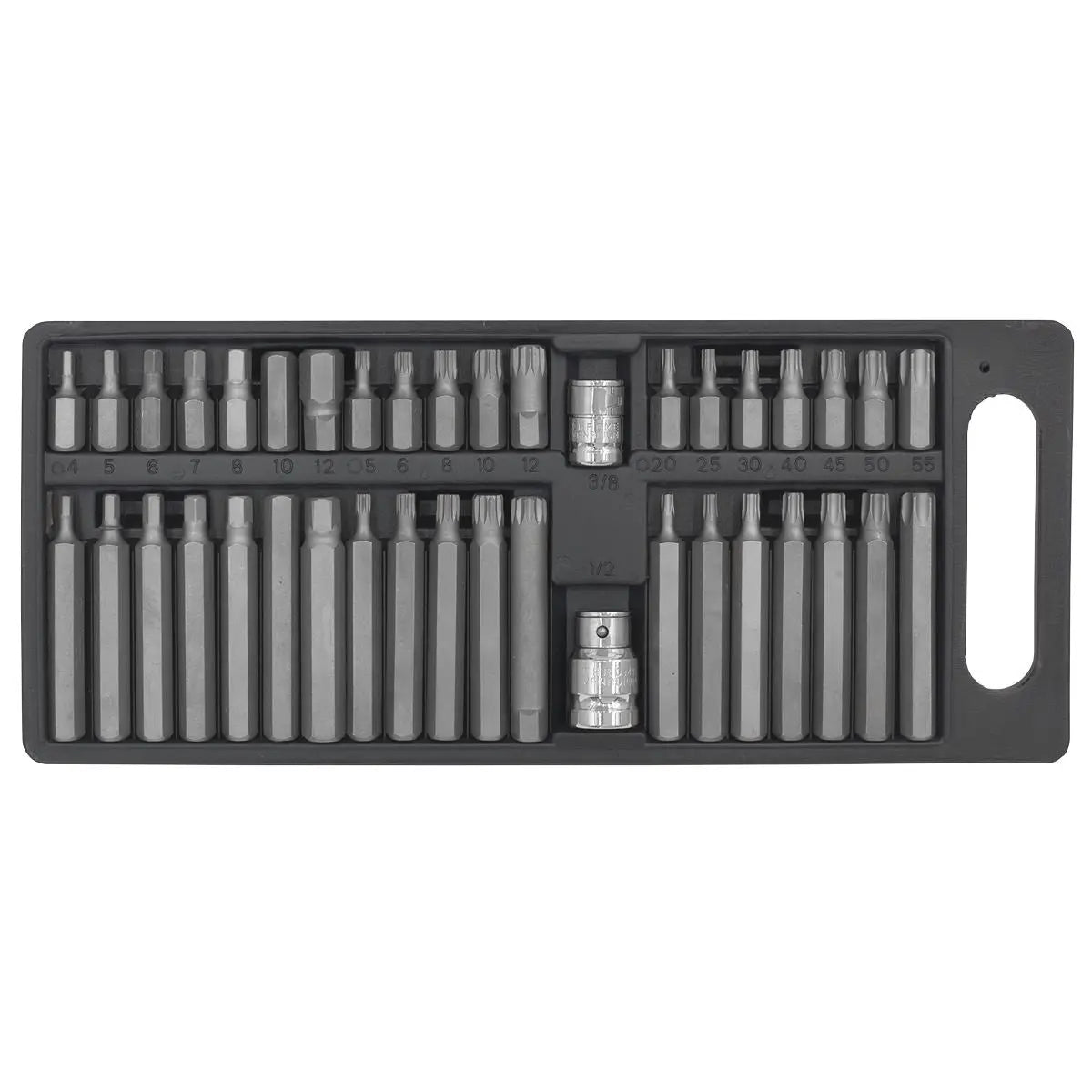 Siegen 40 Piece 3/8" and 1/2" Drive Trx-Star Hex Spline Bit Set in Case 