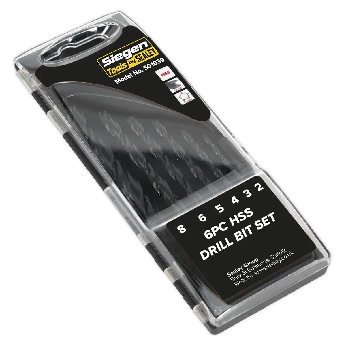Siegen 6 Piece HSS Drill Bit Set 2-8mm Metal Plastic Power Tool Garage 