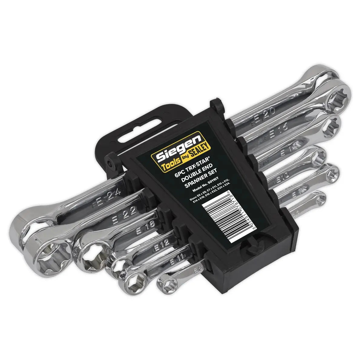 Siegen 6 Piece Trx Star Double End Spanner Set E6-E24 Torx Storage Mirror Finished 
