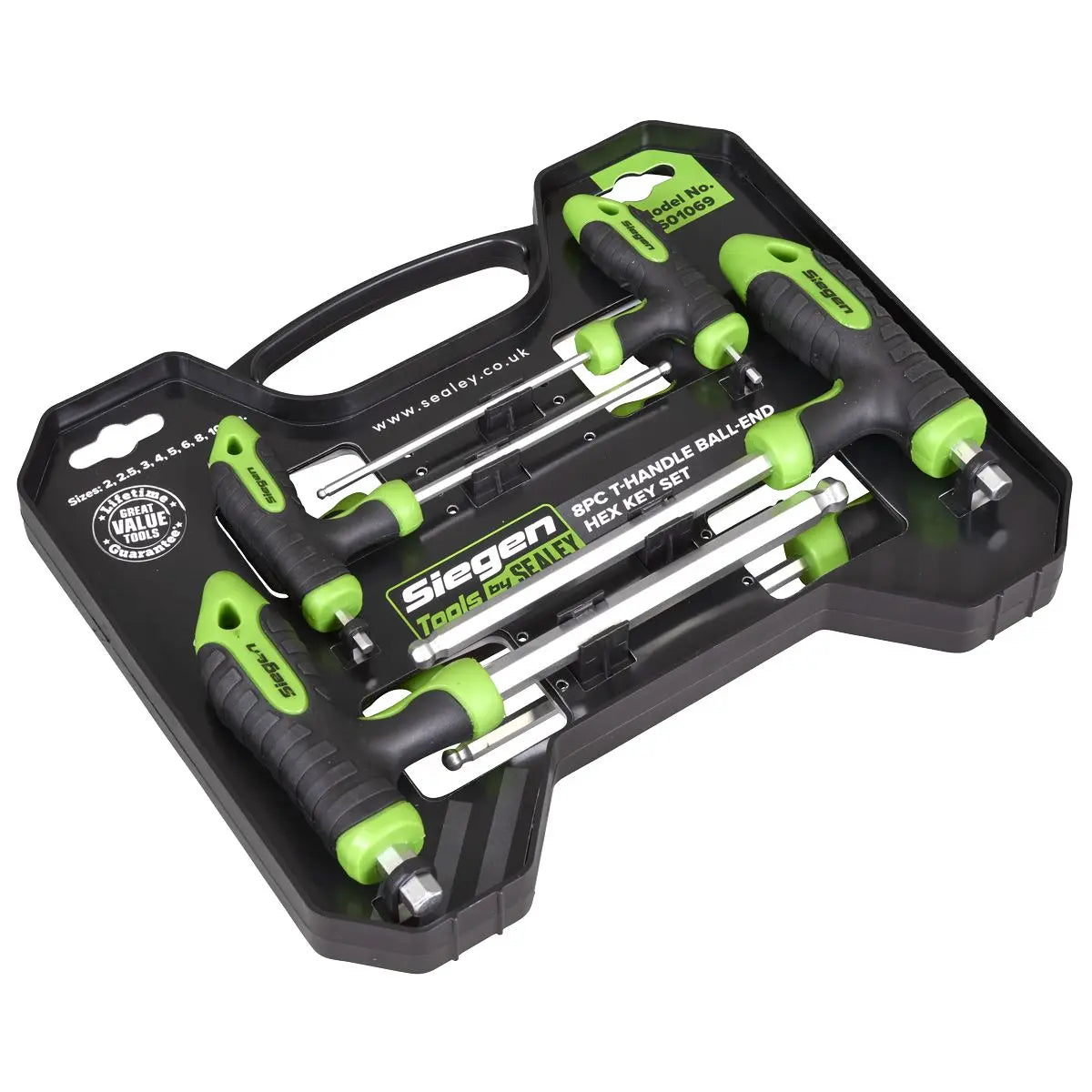 Siegen 8 Piece T-Handle Hex / Ball End Hex Key Set 2-10mm Wrench Allen Allan Alan 