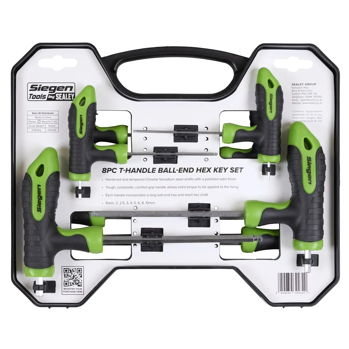Siegen 8 Piece T-Handle Hex / Ball End Hex Key Set 2-10mm Wrench Allen Allan Alan 