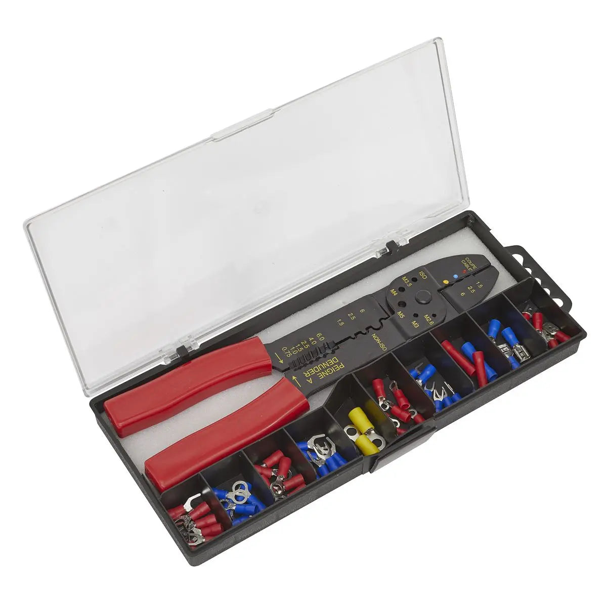 Siegen Crimping Tool Set with Terminals and Connectors in Storage Case 