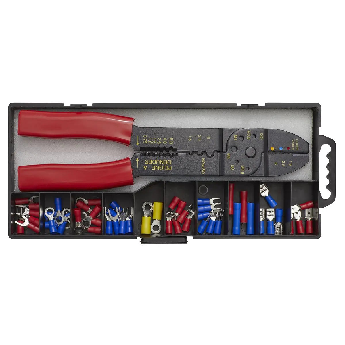 Siegen Crimping Tool Set with Terminals and Connectors in Storage Case 