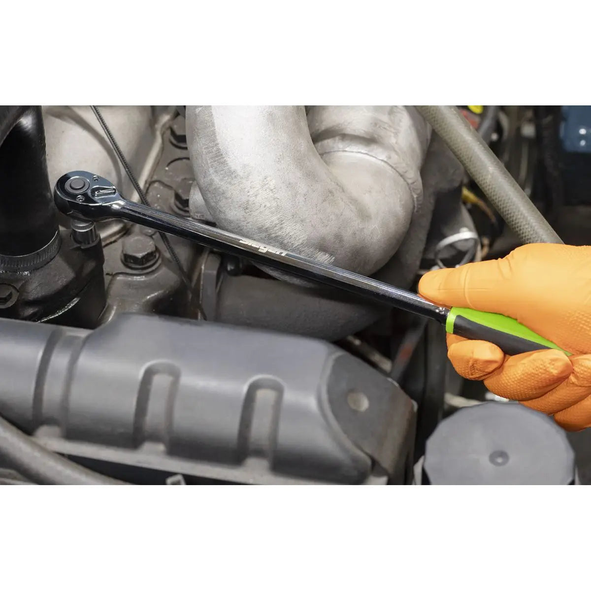 Siegen Extra-Long Ratchet Wrench Handle 1/4" Drive Flip Reverse 305mm Long  White Rose Tools
