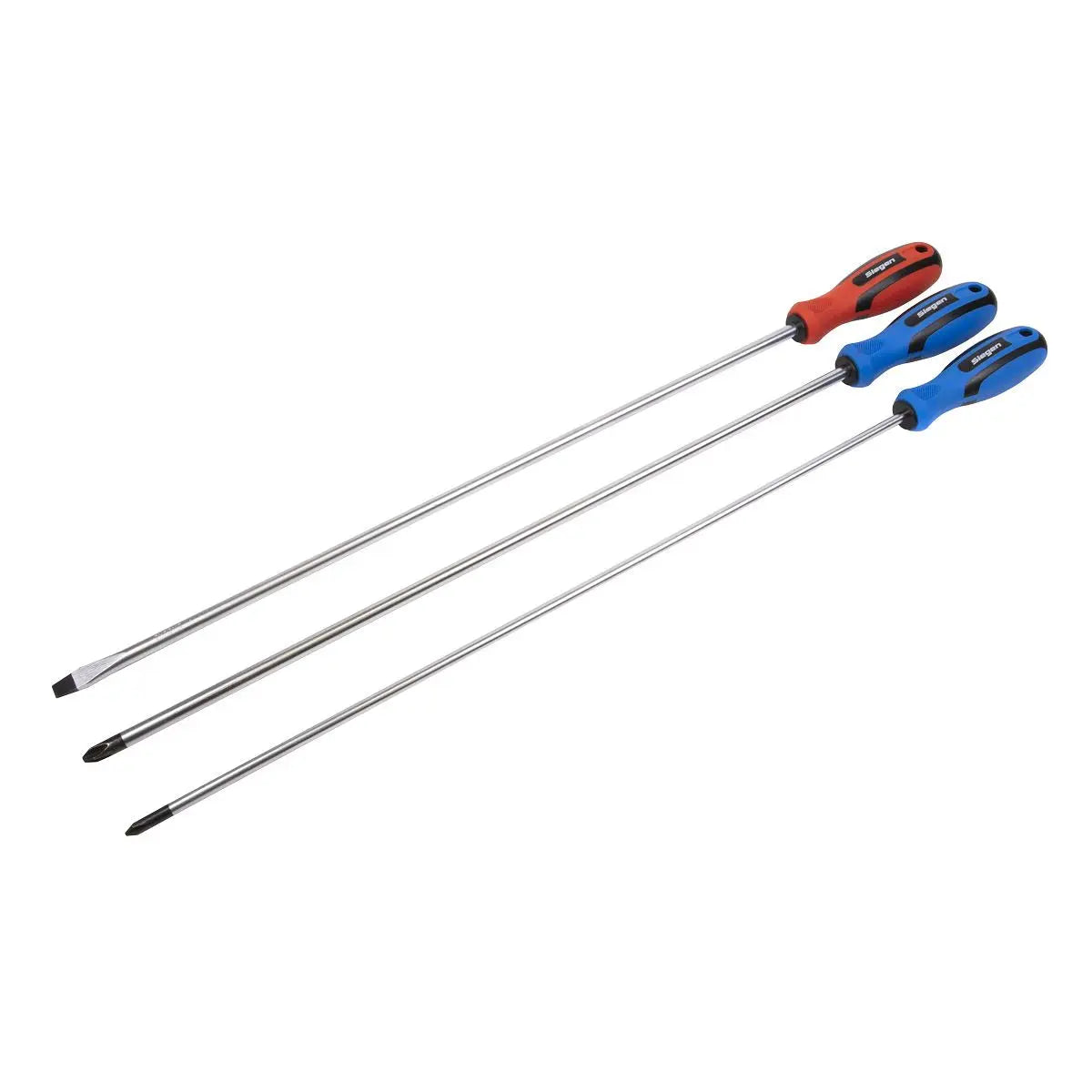 Siegen Screwdriver Set Extra Long Magnetised Tip Colour Coded Phillips Slotted 