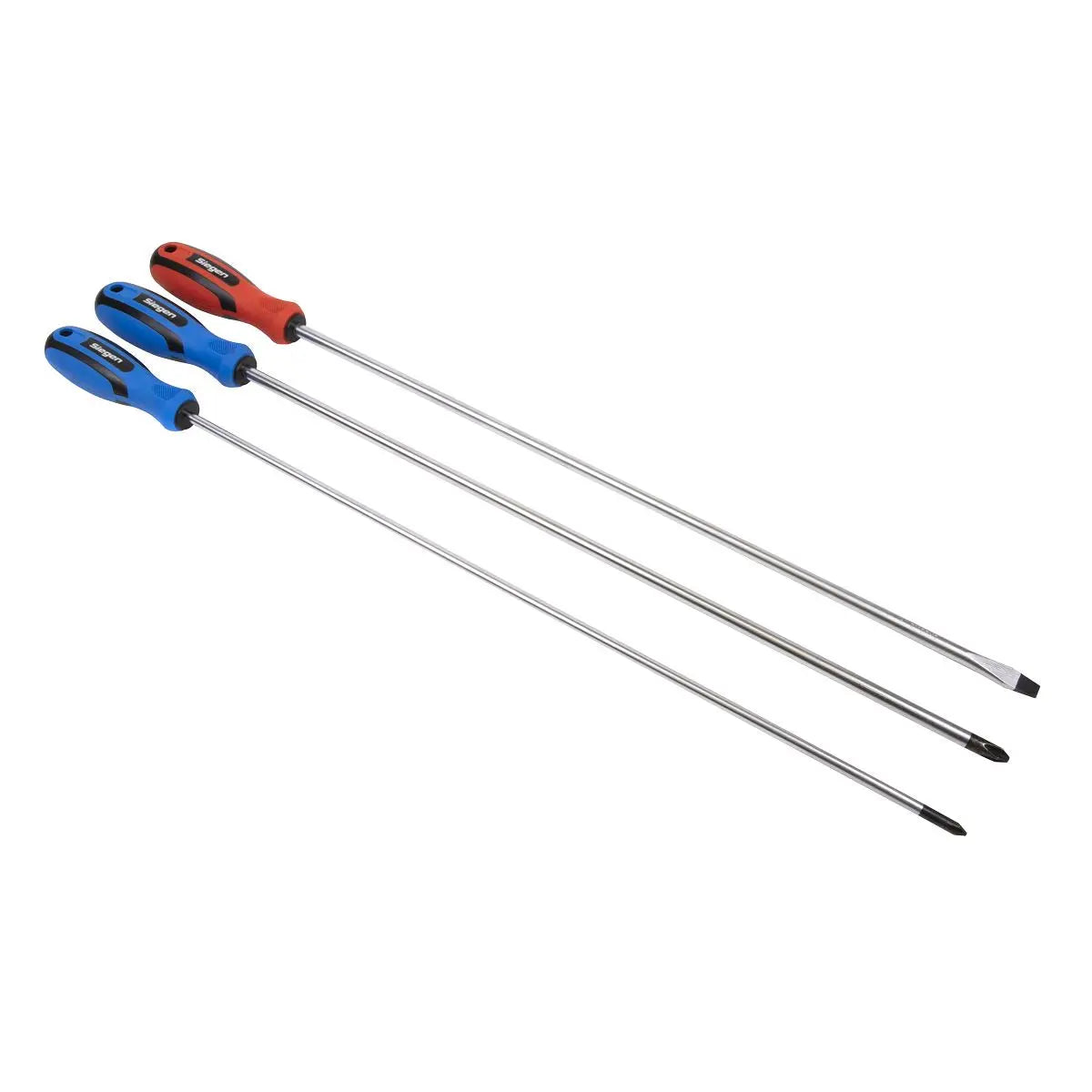 Siegen Screwdriver Set Extra Long Magnetised Tip Colour Coded Phillips Slotted 