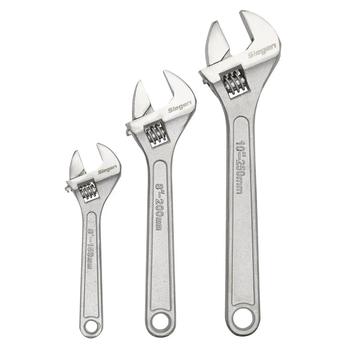 Siegen by Sealey Adjustable Wrench Set 3pc 150, 200 & 250mm 