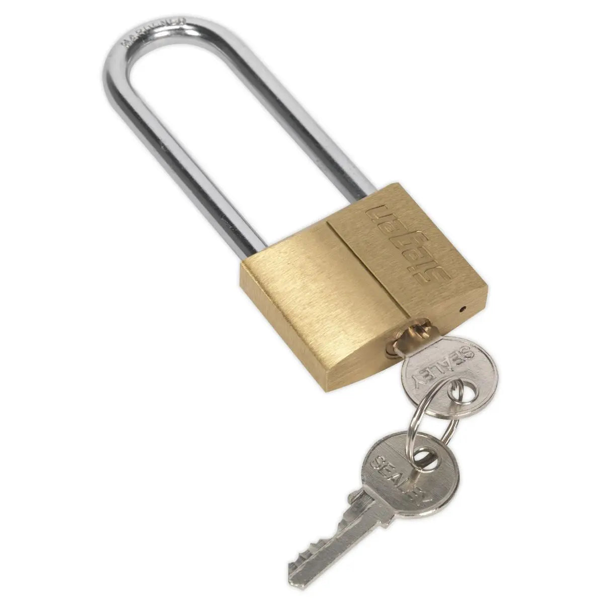 Siegen by Sealey Brass Body Padlock with Brass Cylinder Long Shackle 40mm 