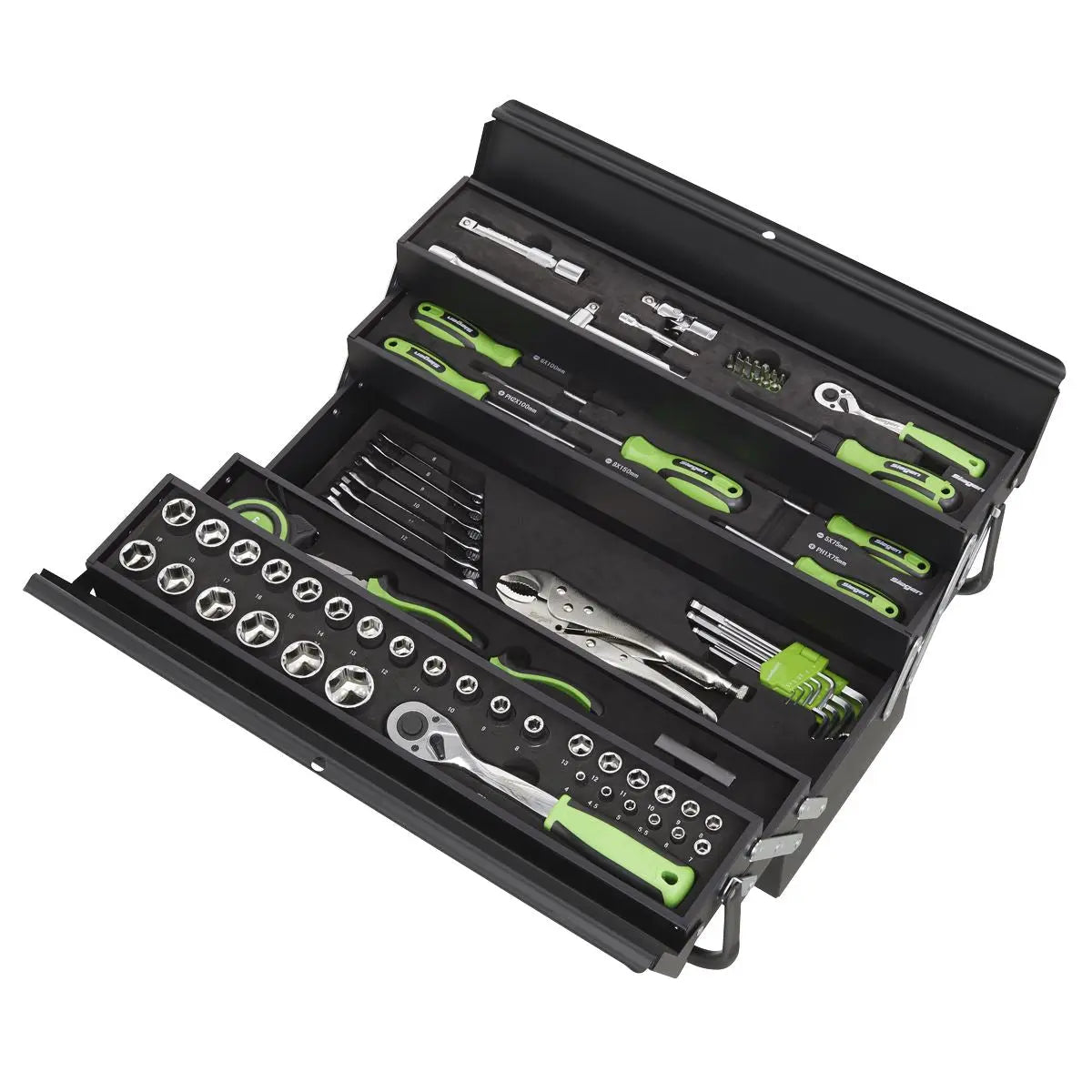 Siegen by Sealey Cantilever Toolbox with Tool Kit 86 Piece Sockets Spanners Screwdrivers 