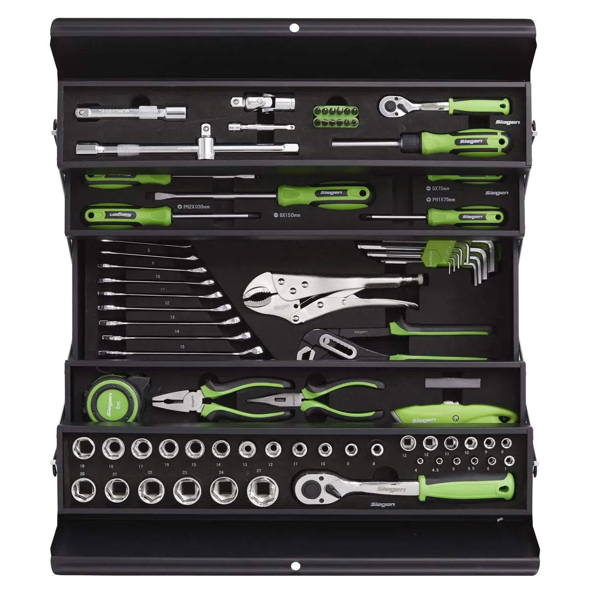 Siegen by Sealey Cantilever Toolbox with Tool Kit 86 Piece Sockets Spanners Screwdrivers 