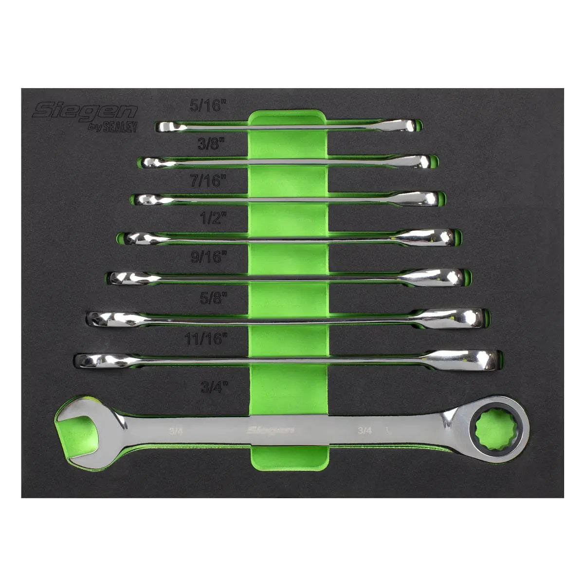 Siegen by Sealey Combination Ratchet Spanner Set 8pc Imperial  White Rose Tools