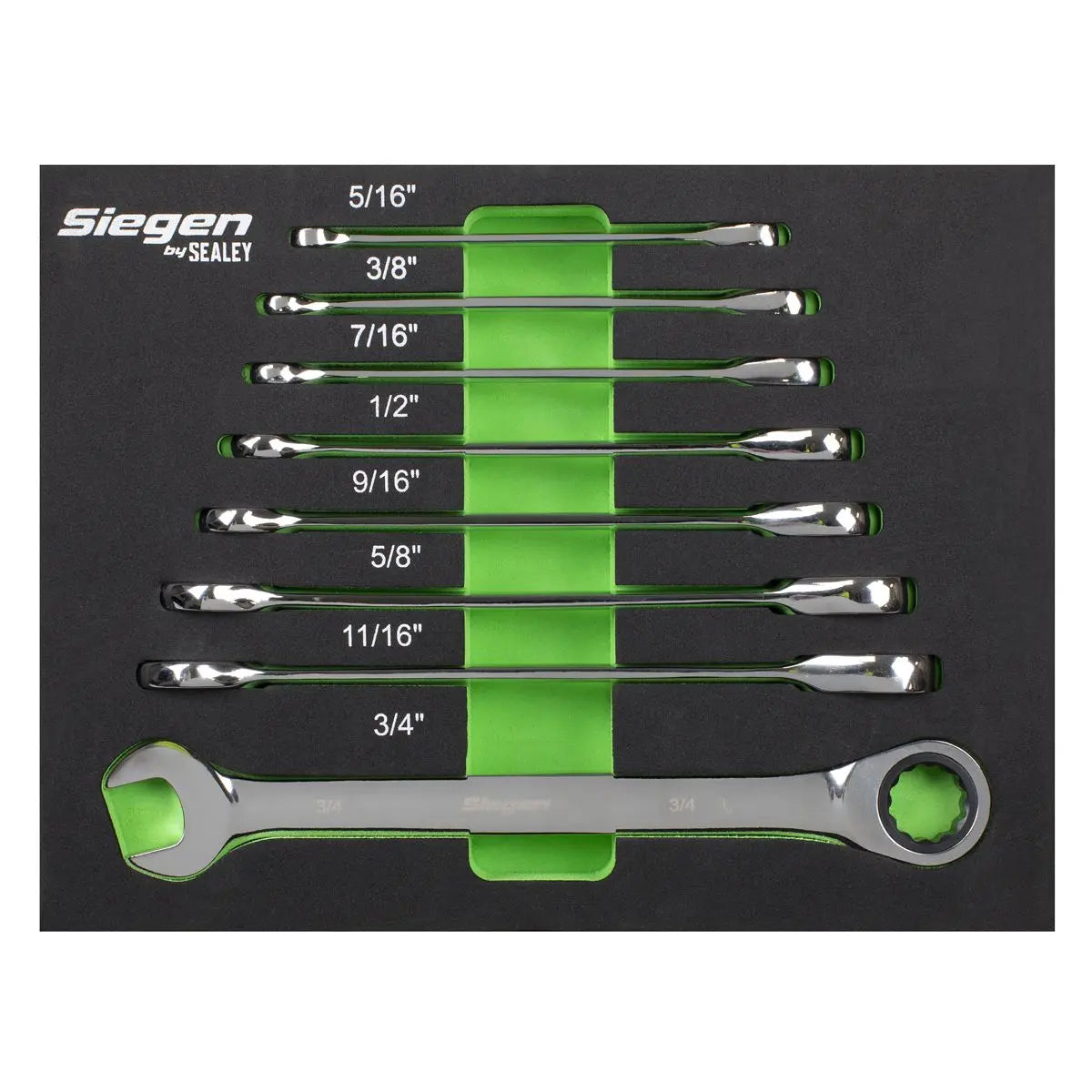 Siegen by Sealey Combination Ratchet Spanner Set 8pc Imperial 