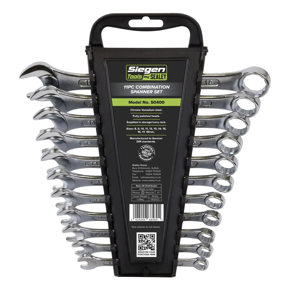 Siegen by Sealey Combination Spanner Set 11pc Metric 