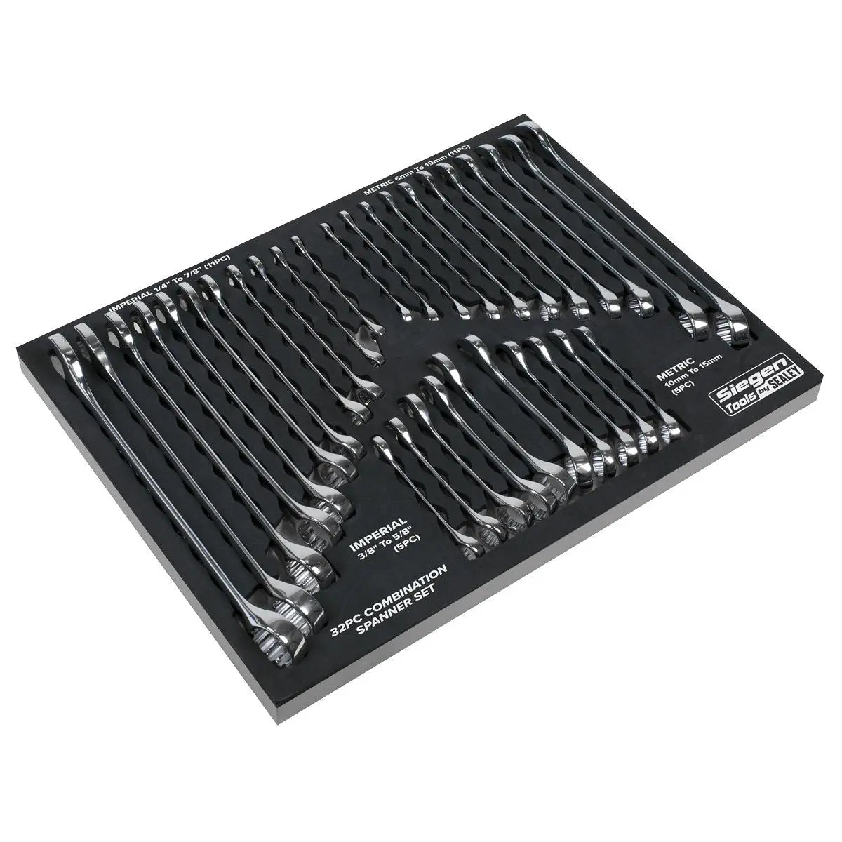 Siegen by Sealey Combination Spanner Set 32pc - Metric/Imperial  White Rose Tools