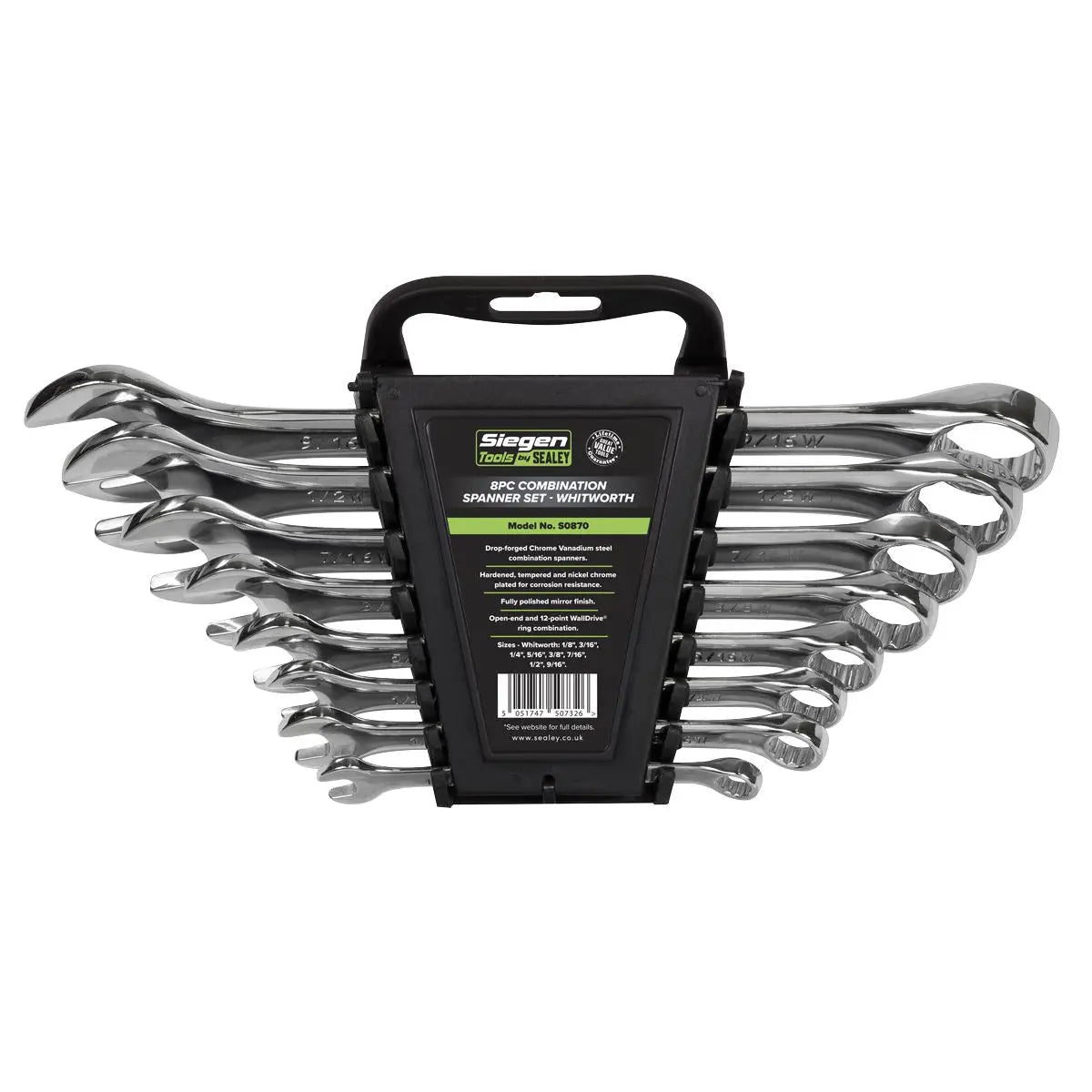 Siegen by Sealey Combination Spanner Set 8pc Whitworth 