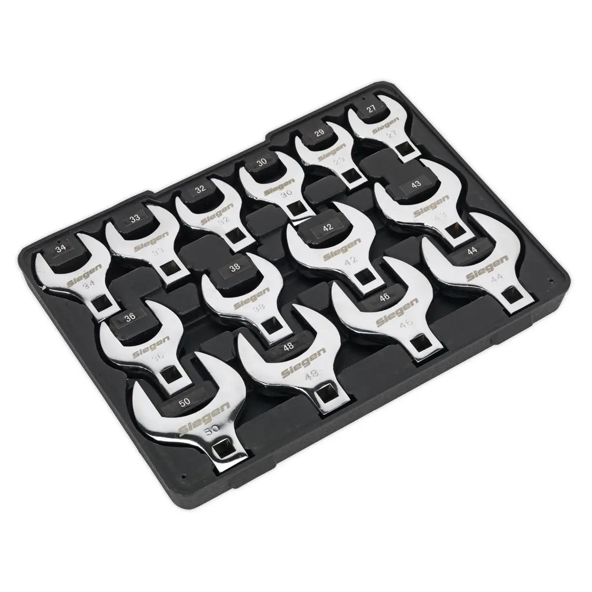 Siegen by Sealey Crow's Foot Open End Spanner Set 14pc 1/2"Sq Drive Metric 
