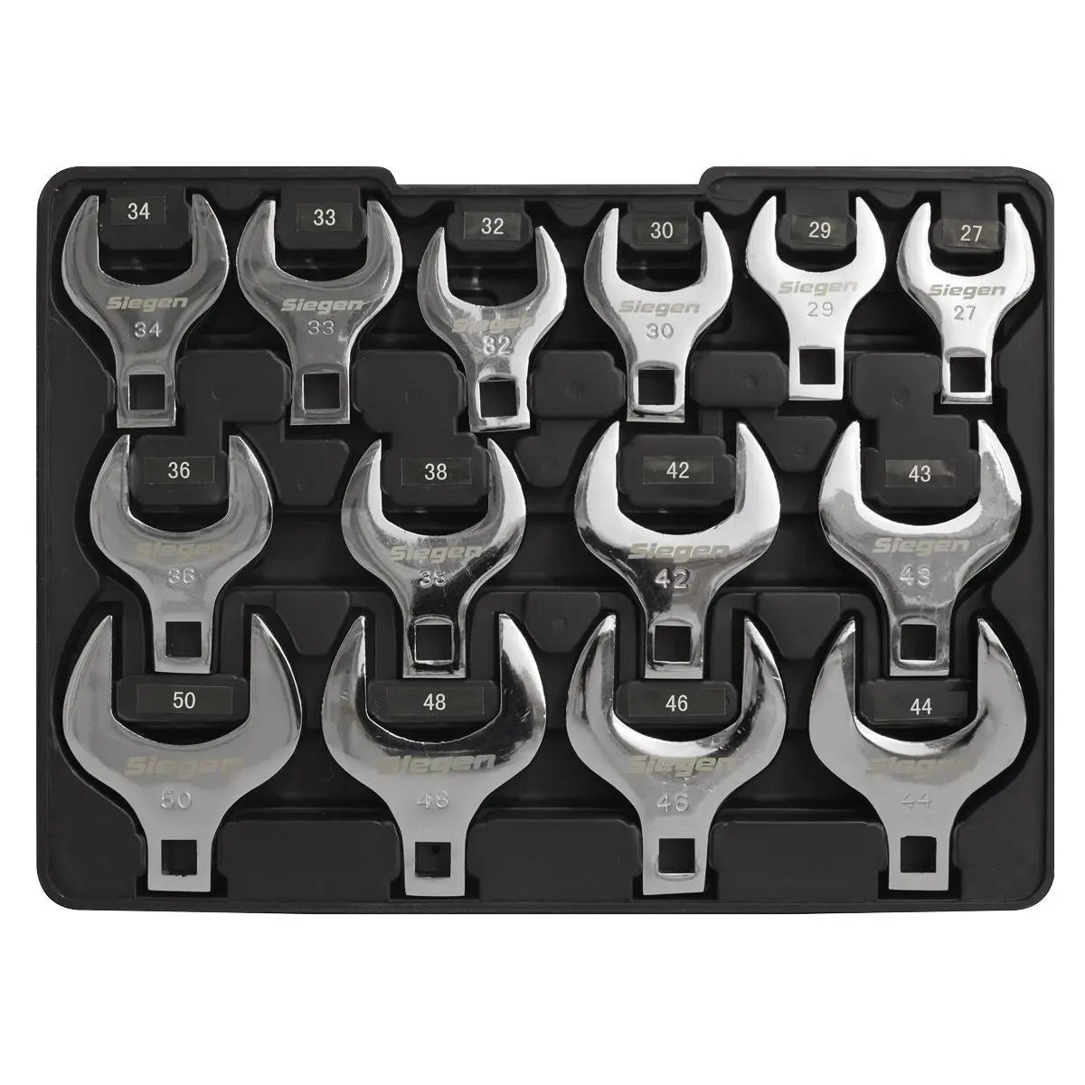 Siegen by Sealey Crow's Foot Open End Spanner Set 14pc 1/2"Sq Drive Metric 