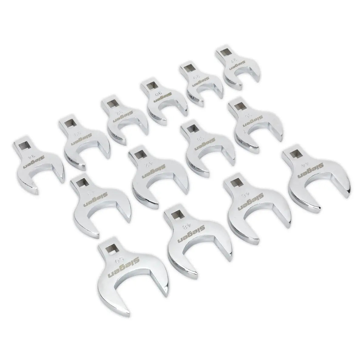 Siegen by Sealey Crow's Foot Open End Spanner Set 14pc 1/2"Sq Drive Metric 
