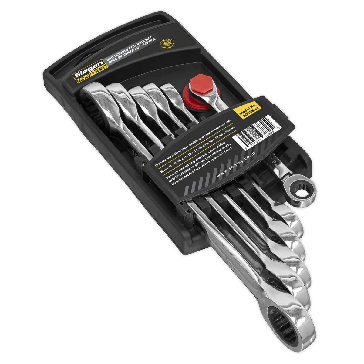 Siegen by Sealey Double End Ratchet Ring Spanner Set 6pc Metric 