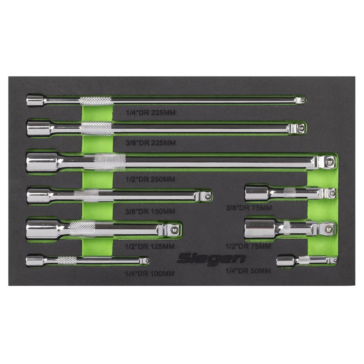 Siegen by Sealey Extension Bar Set 1/4", 3/8" & 1/2"Sq Drive 9pc  White Rose Tools