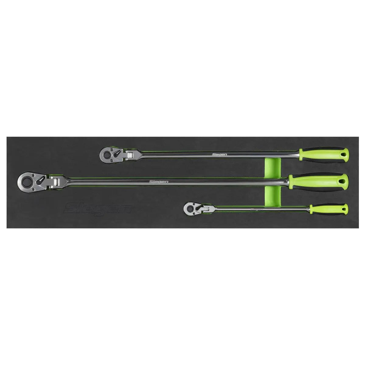 Siegen by Sealey Extra-Long Flexi-Head Ratchet Wrench Set 3pc  White Rose Tools