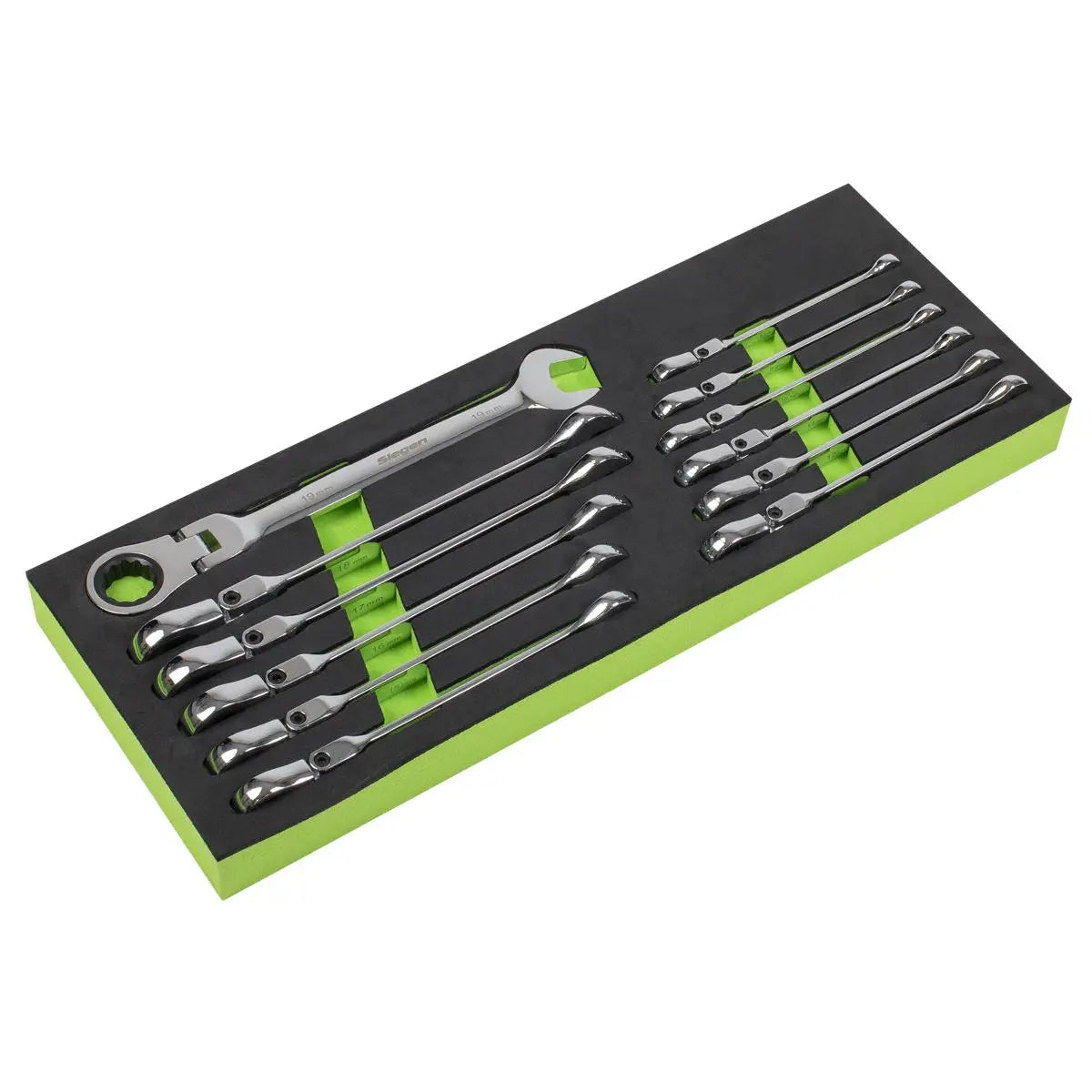 Siegen by Sealey Flexible Head Ratchet Combination Spanner Set 12pc Metric 