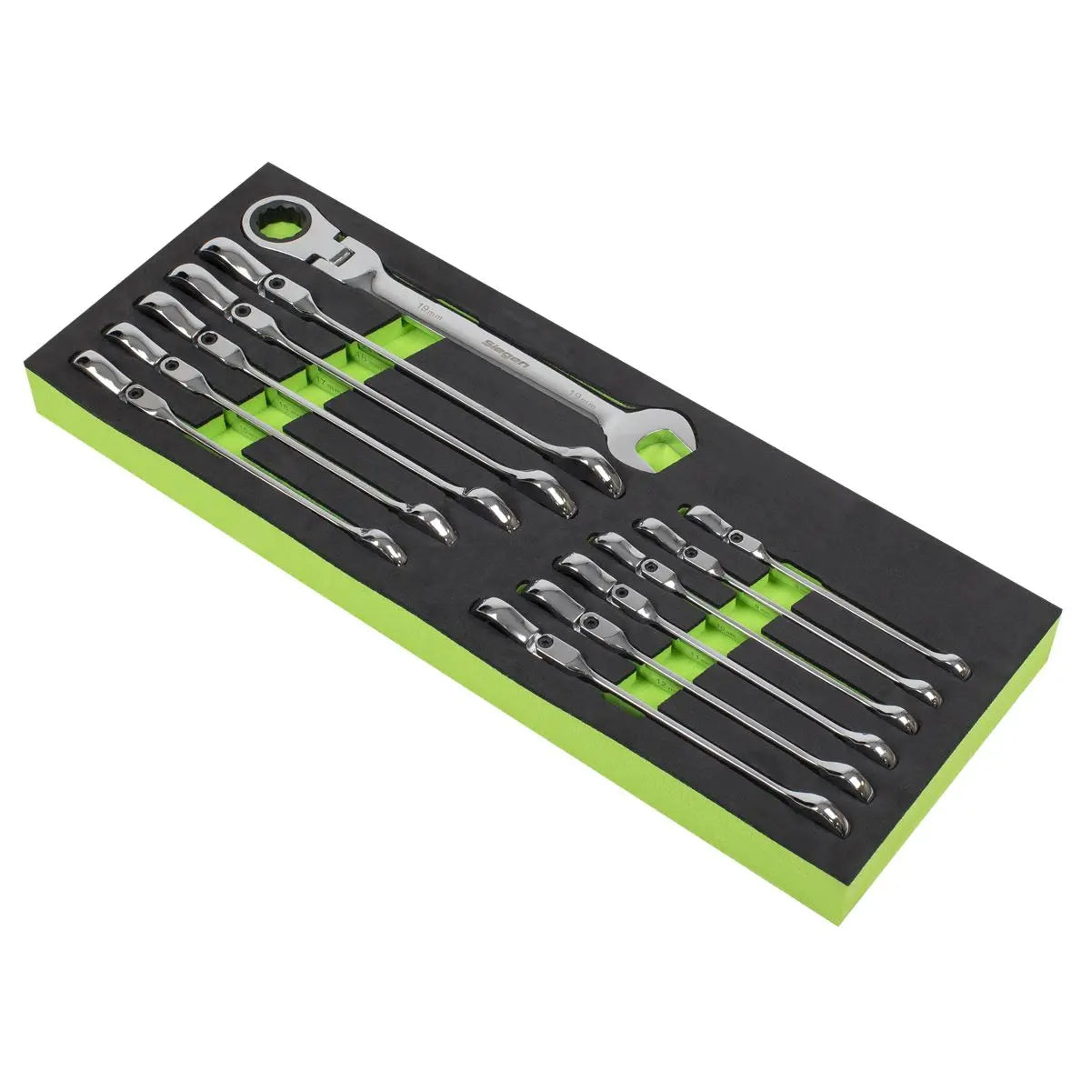 Siegen by Sealey Flexible Head Ratchet Combination Spanner Set 12pc Metric 