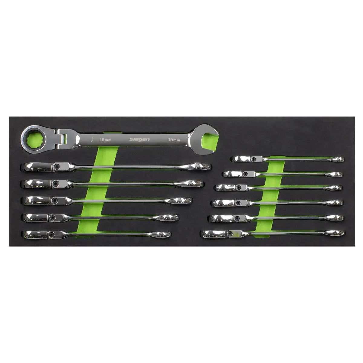 Siegen by Sealey Flexible Head Ratchet Combination Spanner Set 12pc Metric 