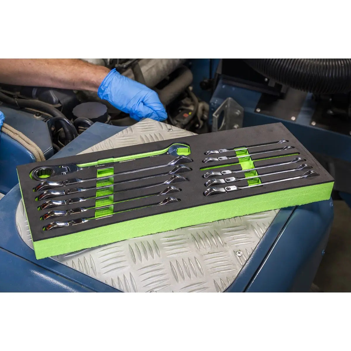 Siegen by Sealey Flexible Head Ratchet Combination Spanner Set 12pc Metric 