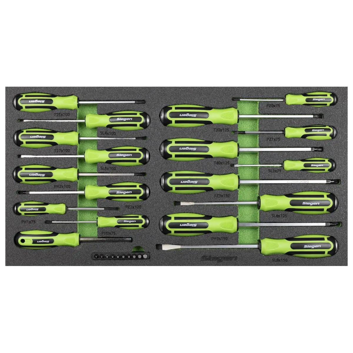Siegen by Sealey Hammer-Thru Screwdriver, Bit Driver & Bit Set with Tool Tray 28pc  White Rose Tools