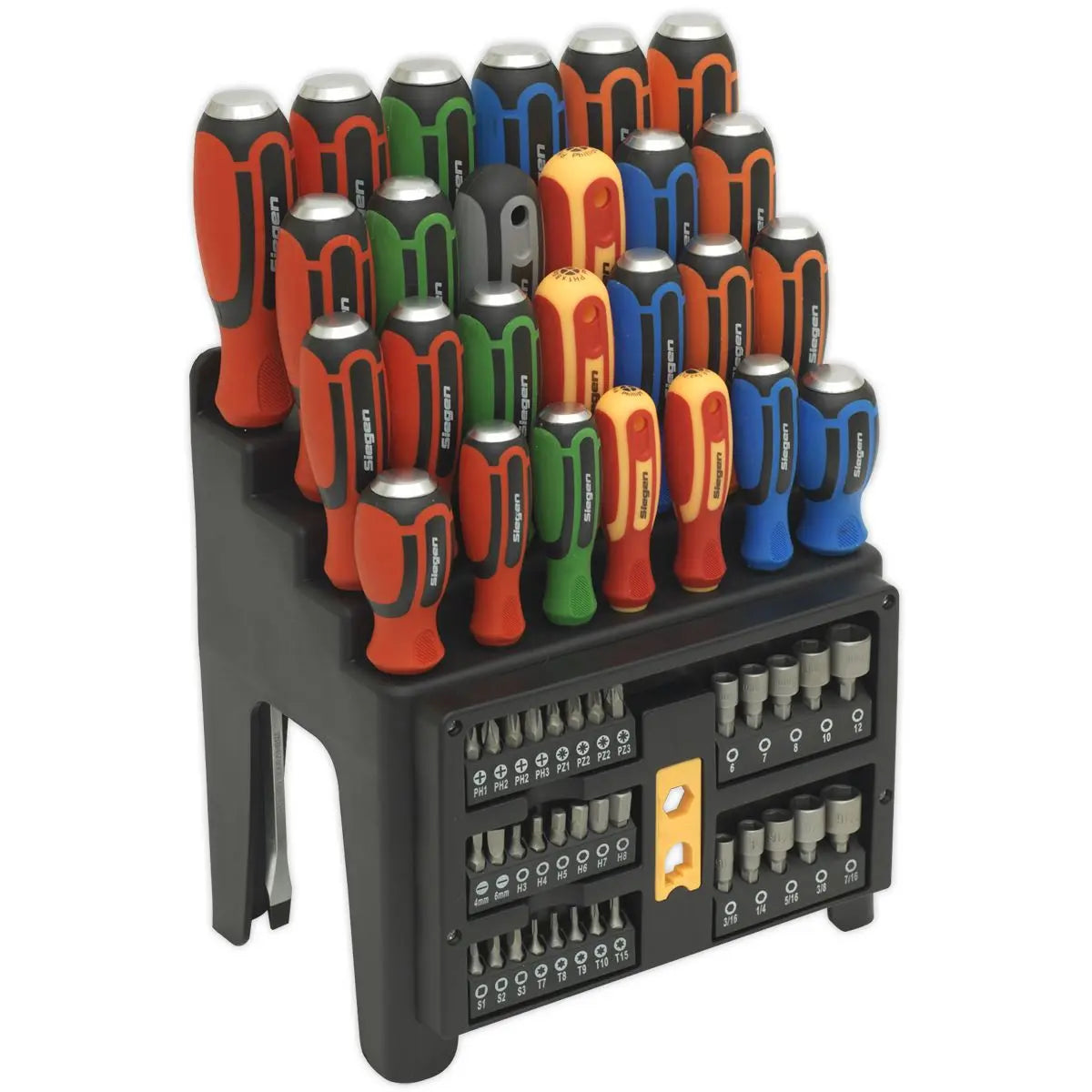 Siegen by Sealey Hammer-Thru Screwdriver, Bit & Nut Driver Set 61pc 