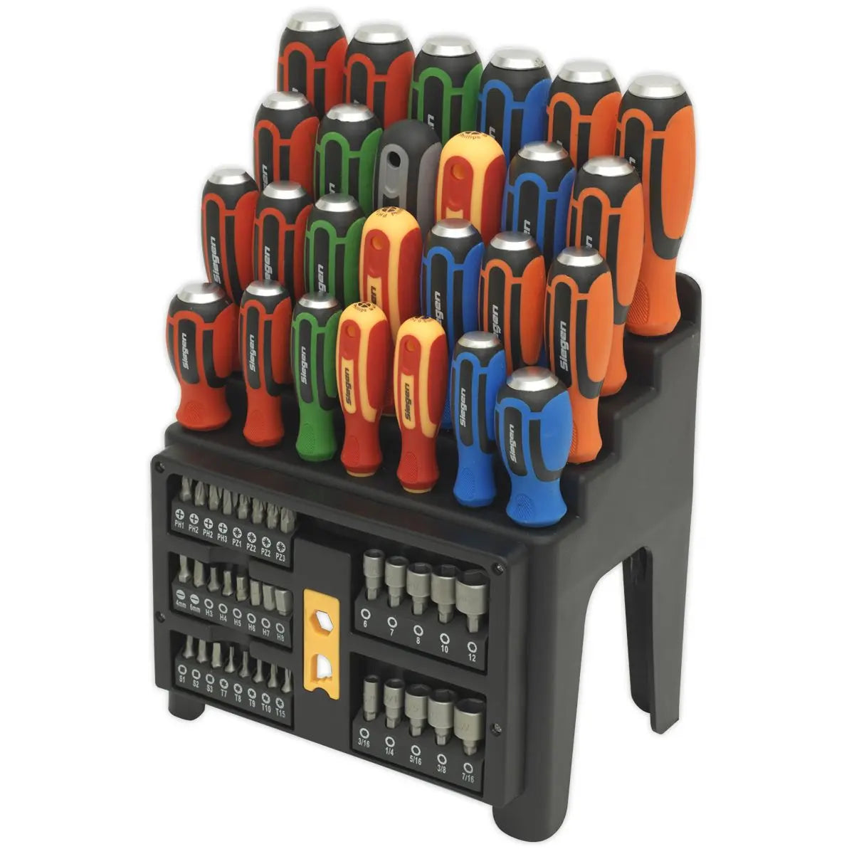 Siegen by Sealey Hammer-Thru Screwdriver, Bit & Nut Driver Set 61pc 