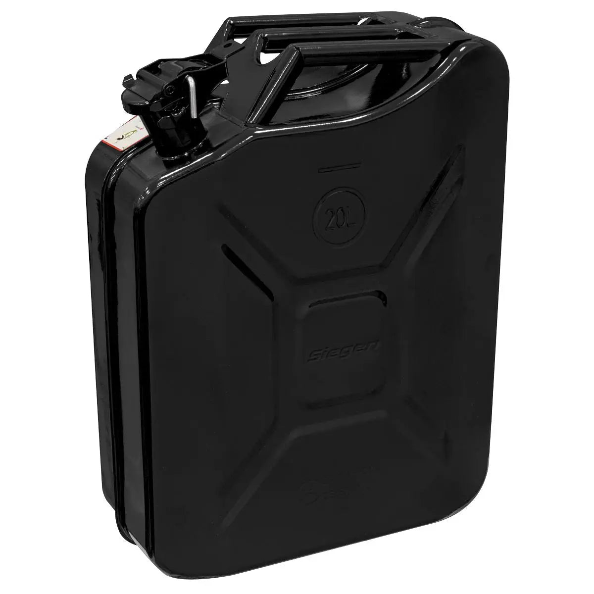 Siegen by Sealey Jerry Can 20L - Black  White Rose Tools