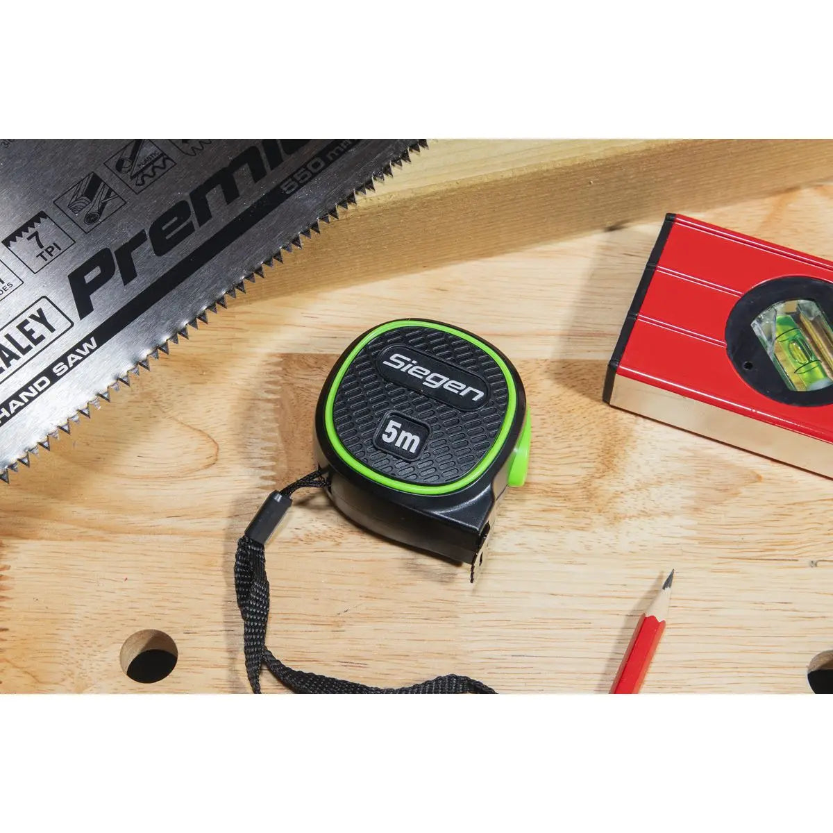 Siegen by Sealey Metric/Imperial Auto-Lock Tape Measure 5m(16ft) x 19mm  White Rose Tools