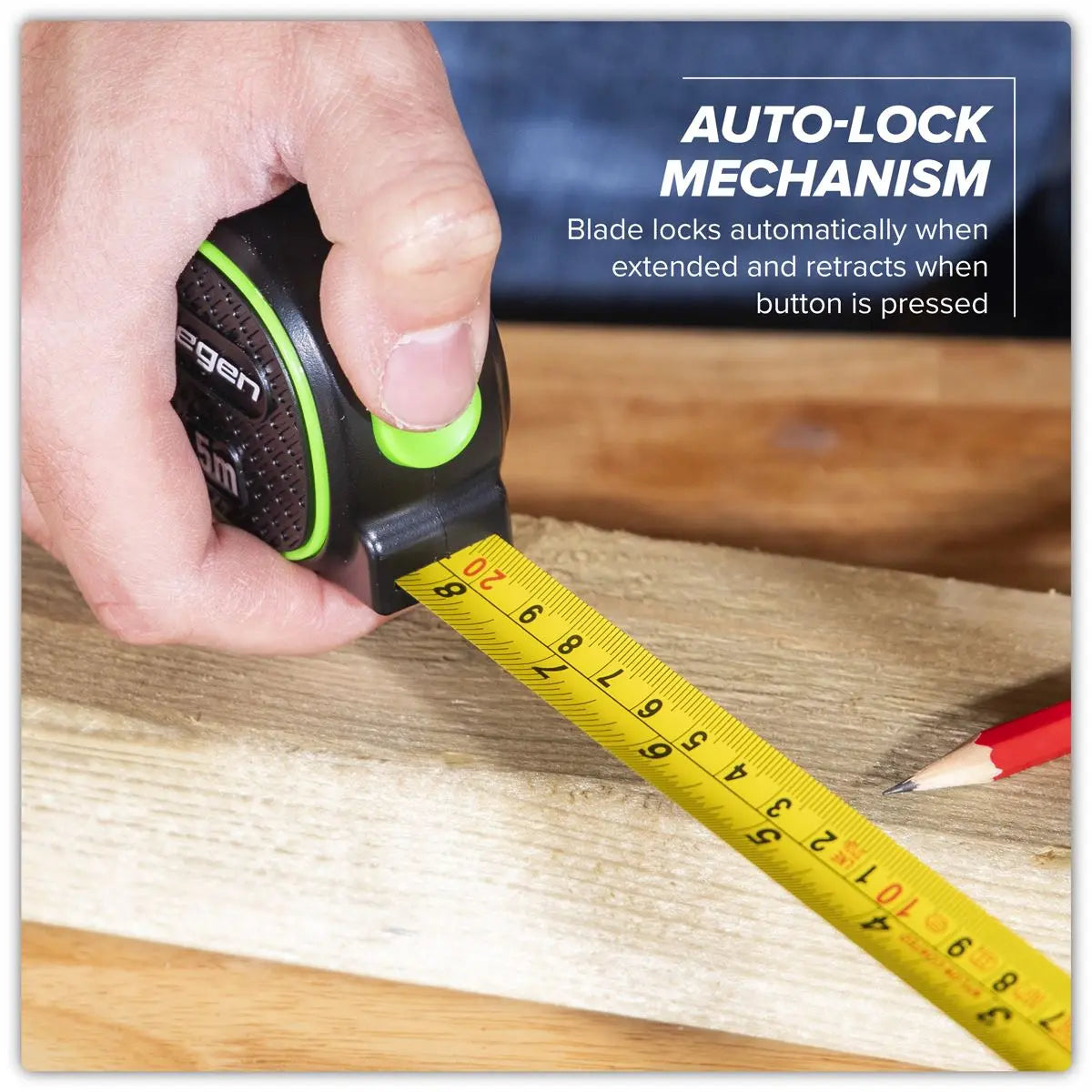 Siegen by Sealey Metric/Imperial Auto-Lock Tape Measure 5m(16ft) x 19mm  White Rose Tools