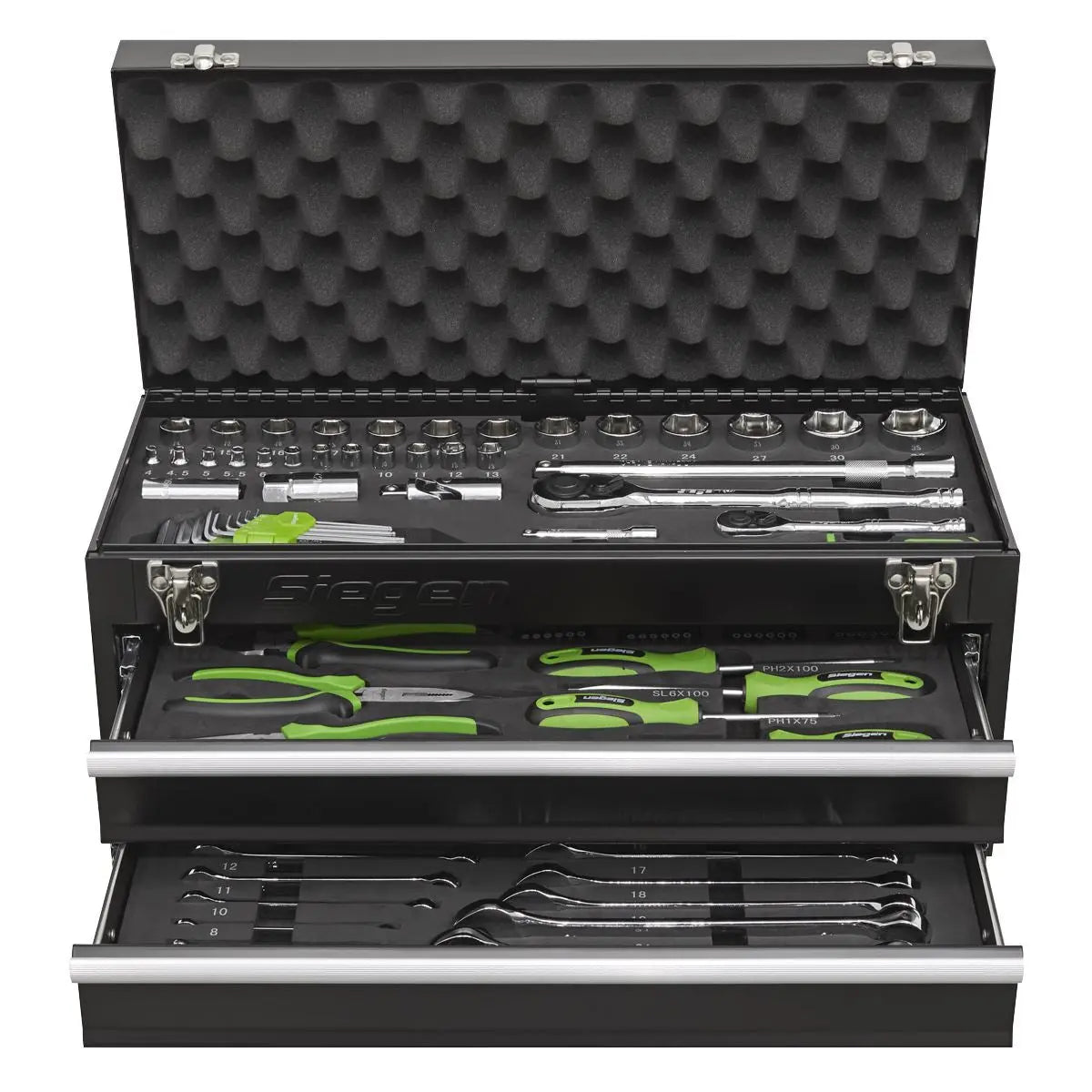Siegen by Sealey Portable Tool Chest 2 Drawer with 90pc Tool Kit 