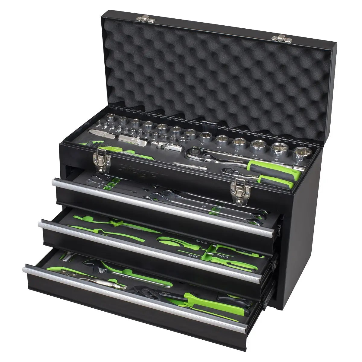 Siegen by Sealey Portable Tool Chest 3 Drawer with 98pc Tool Kit  White Rose Tools