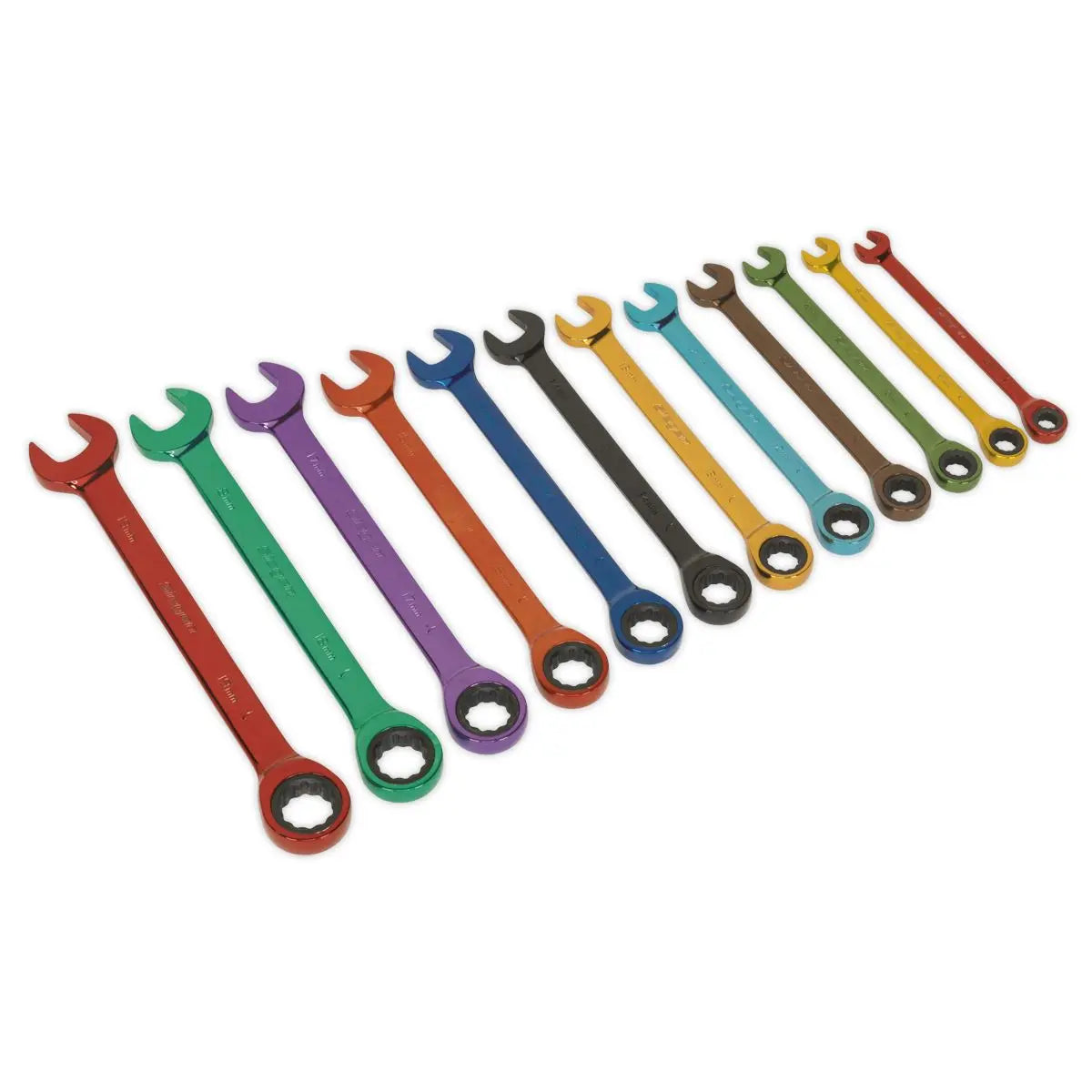Siegen by Sealey Ratchet Combination Spanner Set 12pc Multi-Coloured Metric 