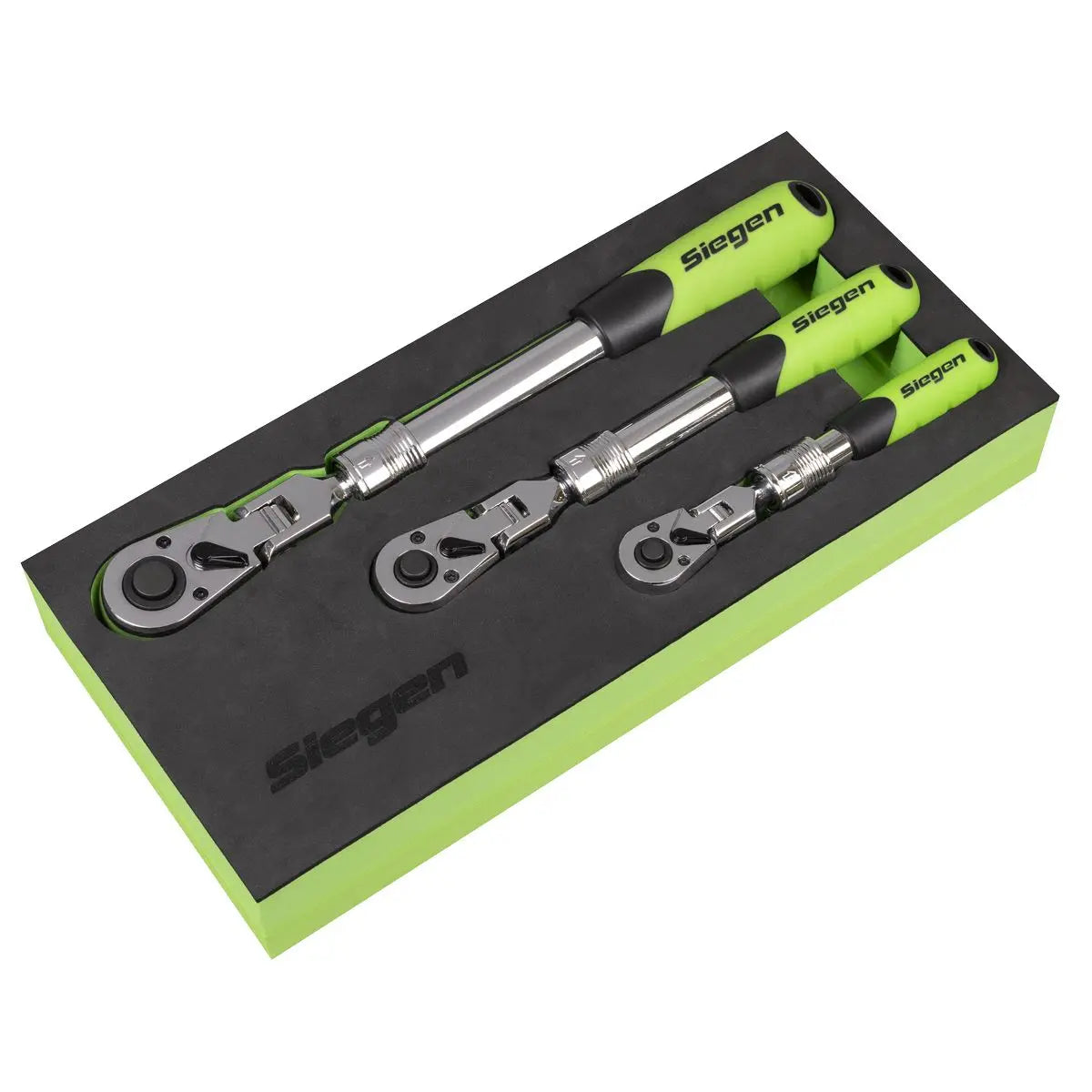 Siegen by Sealey Siegen Extendable Flexi-Head Ratchet Wrench Set 3pc  White Rose Tools