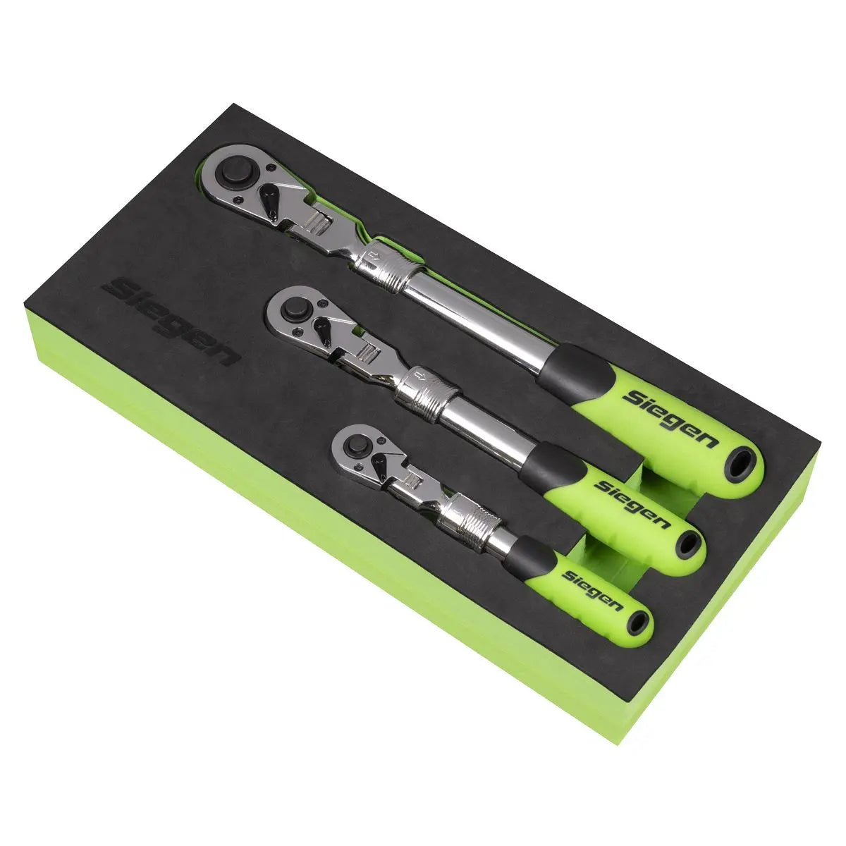 Siegen by Sealey Siegen Extendable Flexi-Head Ratchet Wrench Set 3pc  White Rose Tools