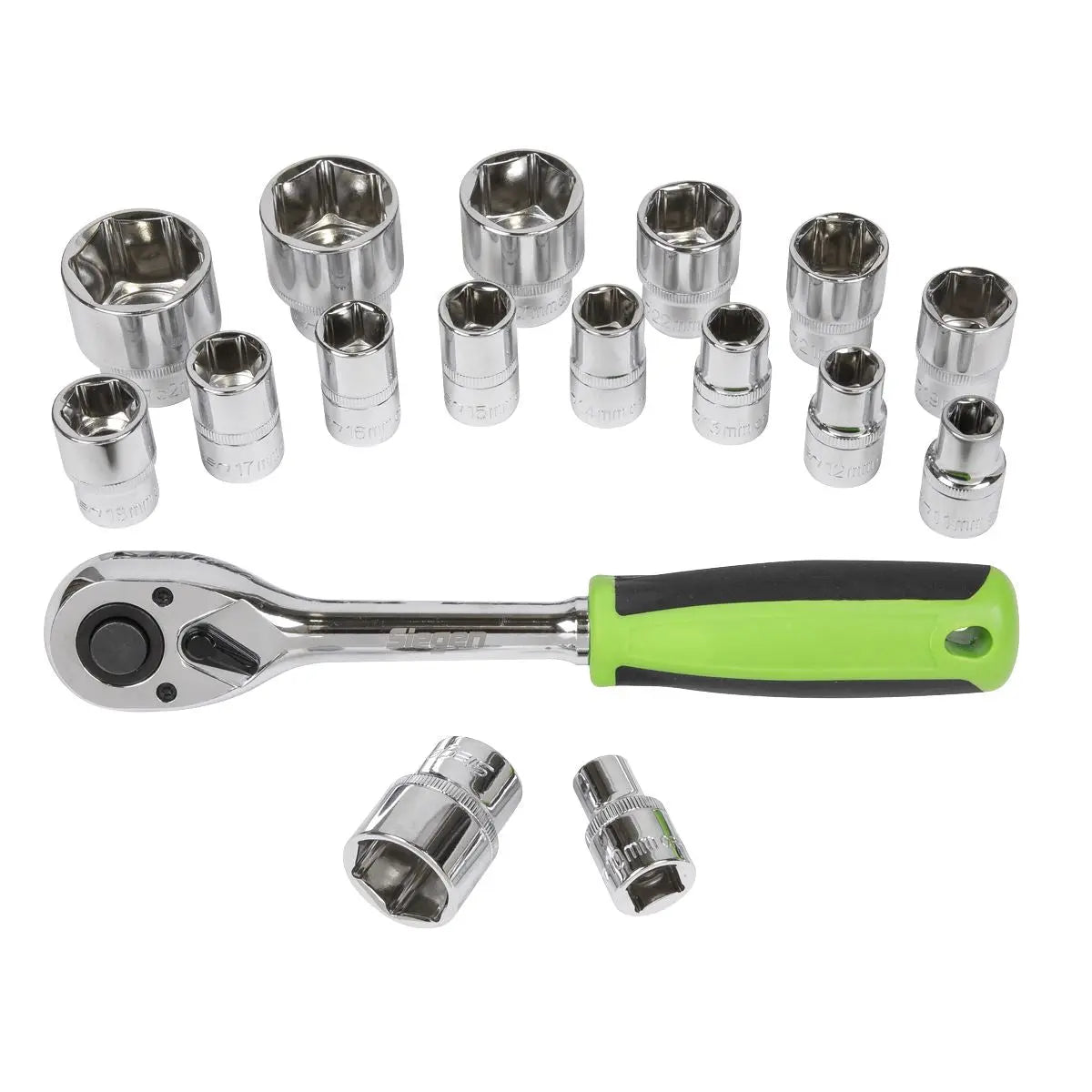 Siegen by Sealey Socket Set 17pc 1/2"Sq Drive 6pt WallDrive® Metric 