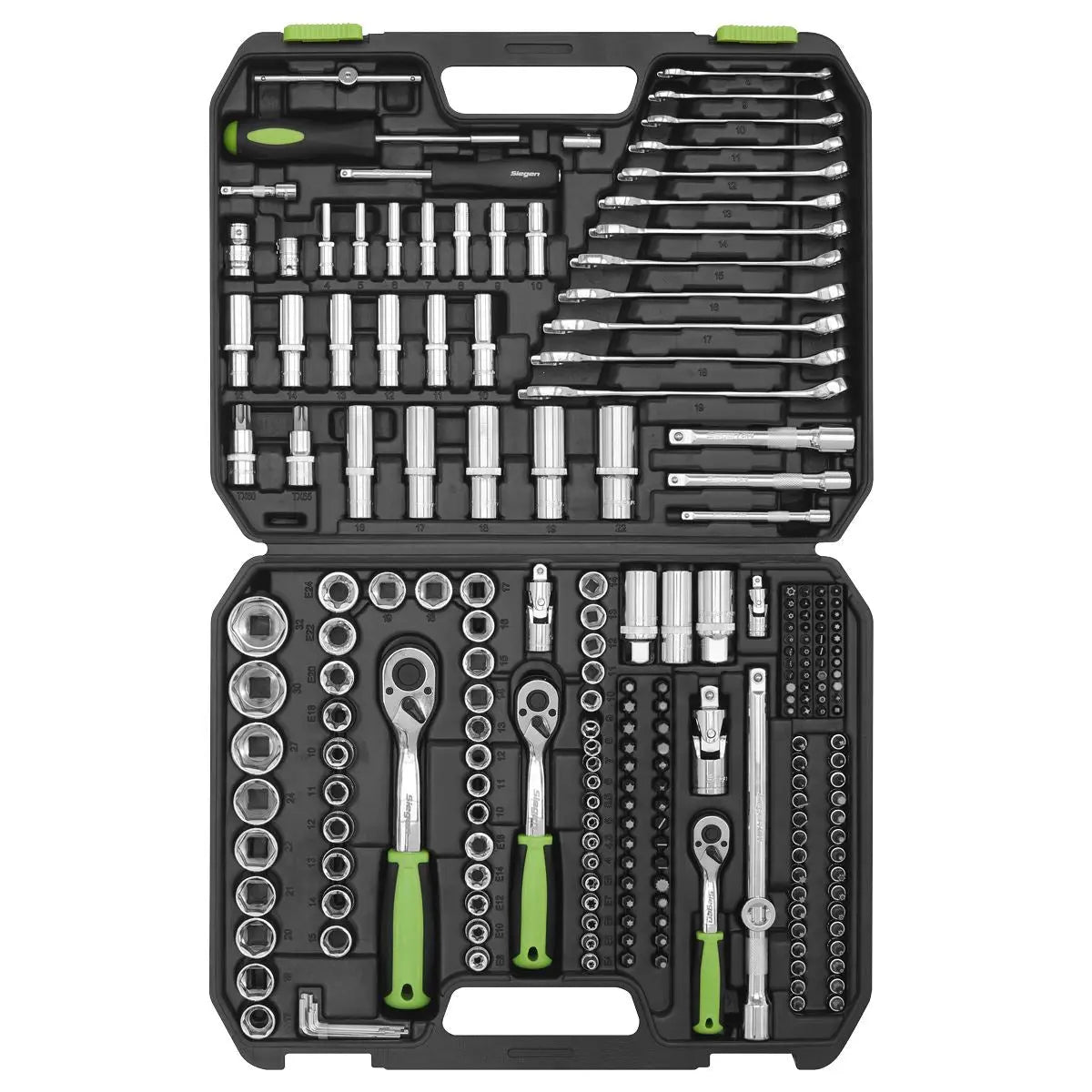 Siegen by Sealey Socket Set 219 Piece 1/4", 3/8" and 1/2" Drive WallDrive Metric 4-32mm 