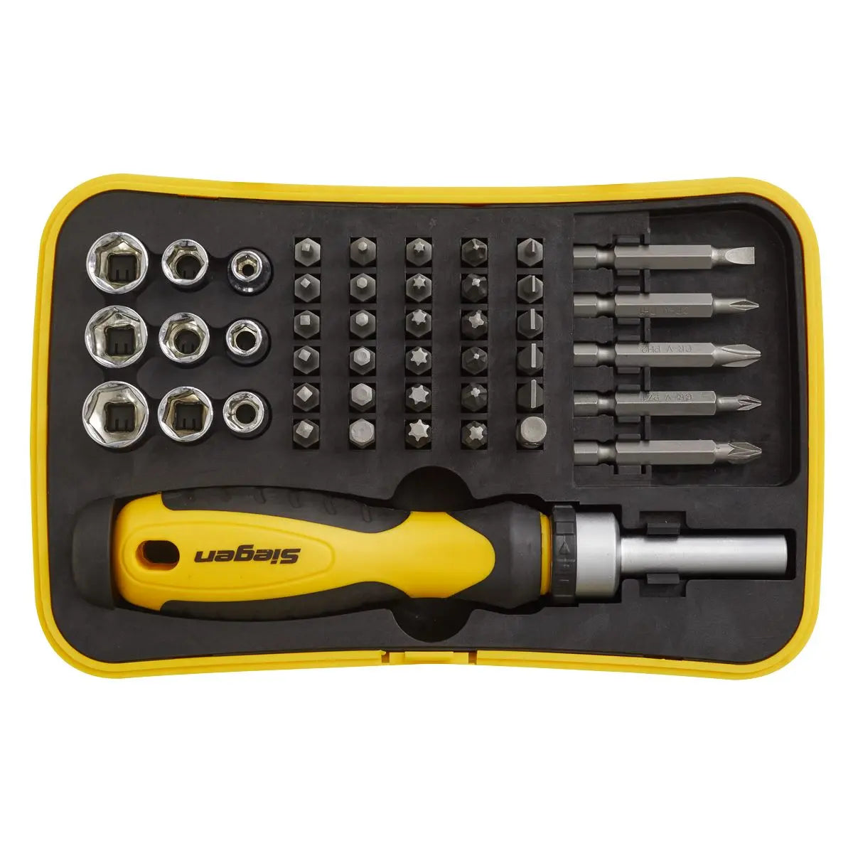 Siegen by Sealey Socket & Bit Set 45pc Ratchet Screwdriver 
