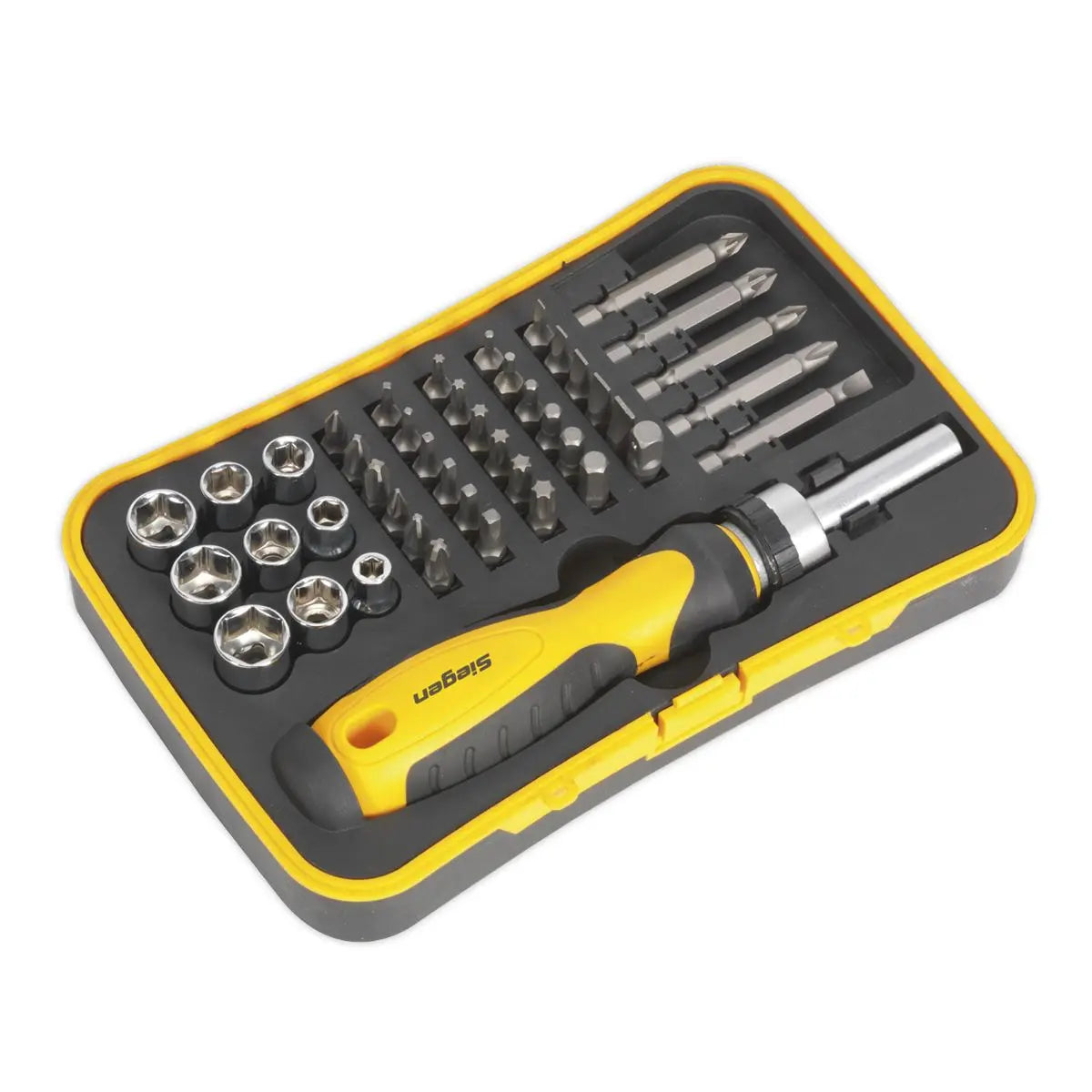 Siegen by Sealey Socket & Bit Set 45pc Ratchet Screwdriver 