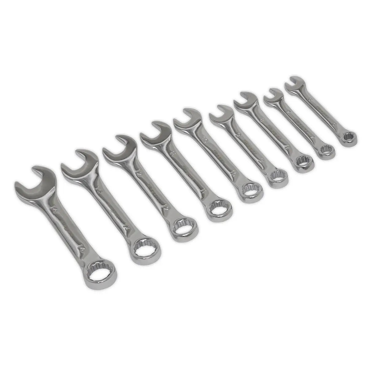 Siegen by Sealey Stubby Combination Spanner Set 9pc - Metric 