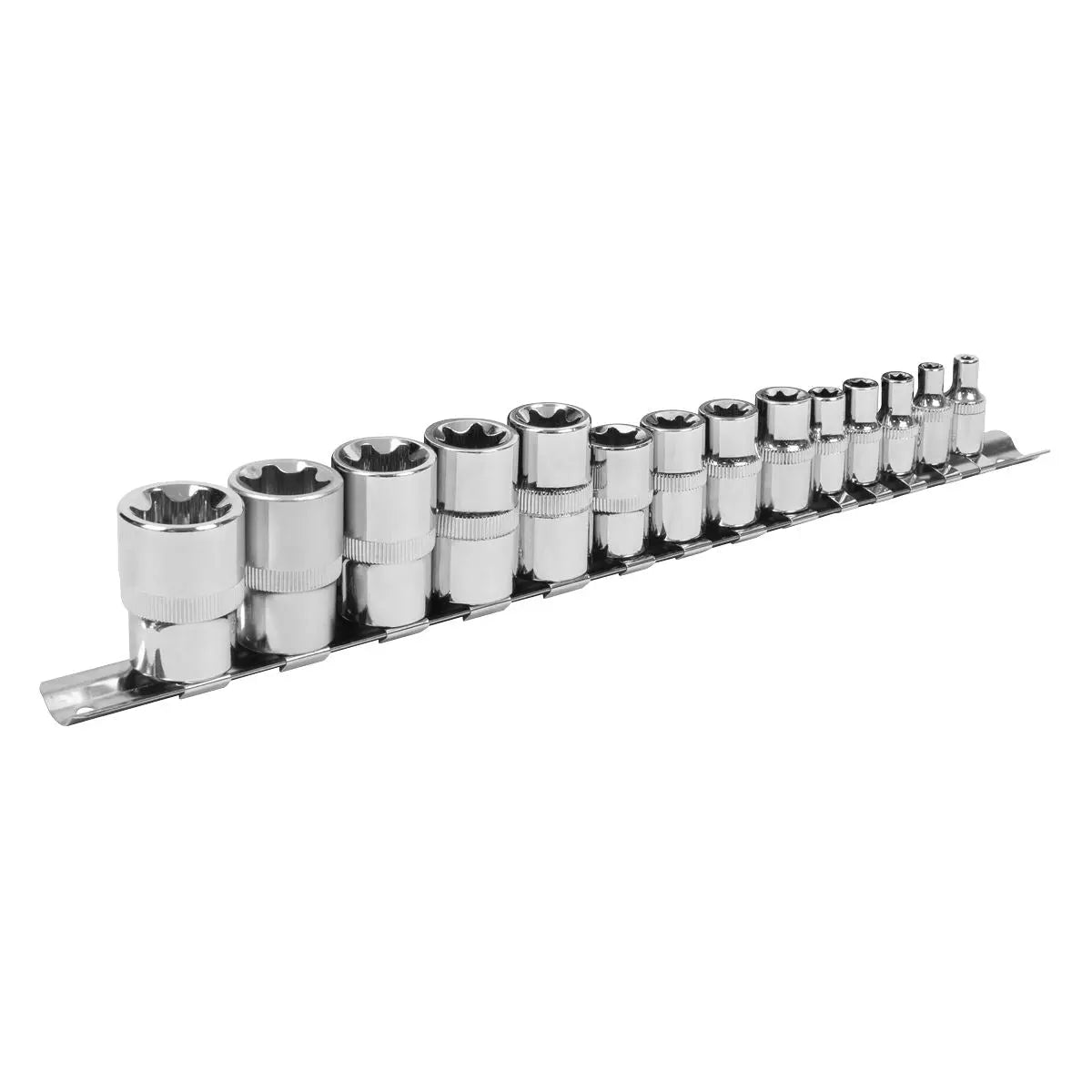 Siegen by Sealey TRX-Star* Socket Set 14pc 1/4", 3/8" & 1/2"Sq Drive E4-E24  White Rose Tools