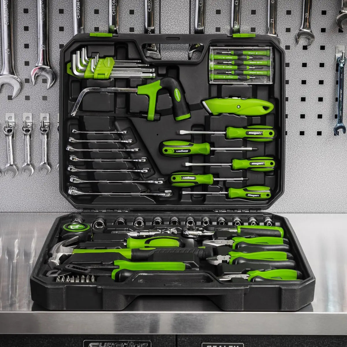 Siegen by Sealey Tool Kit 84 Piece 3/8" Drive Sockets Spanners Screwdrivers Pliers Hacksaw 
