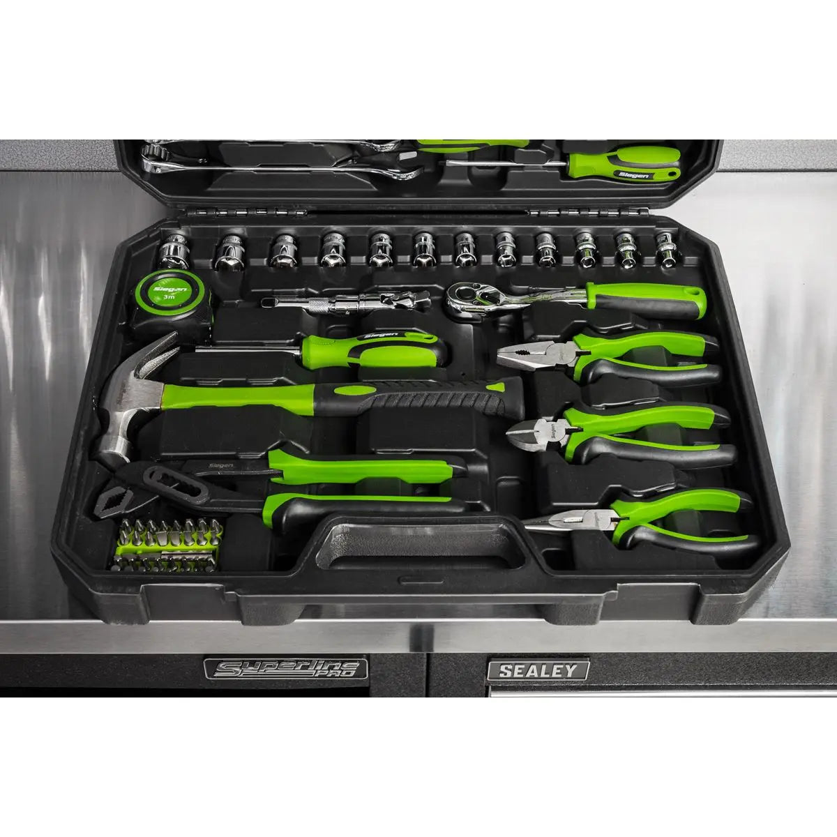 Siegen by Sealey Tool Kit 84 Piece 3/8" Drive Sockets Spanners Screwdrivers Pliers Hacksaw 